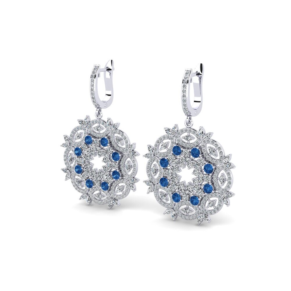 Zircônia azul escuro Brincos Feminino Branc