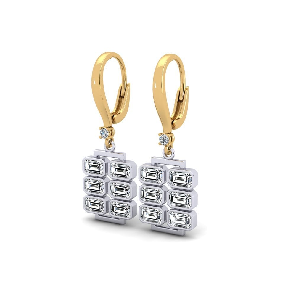 14k Oro Amarillo & Blanco Esmeralda Pendiente de mujer Brenz