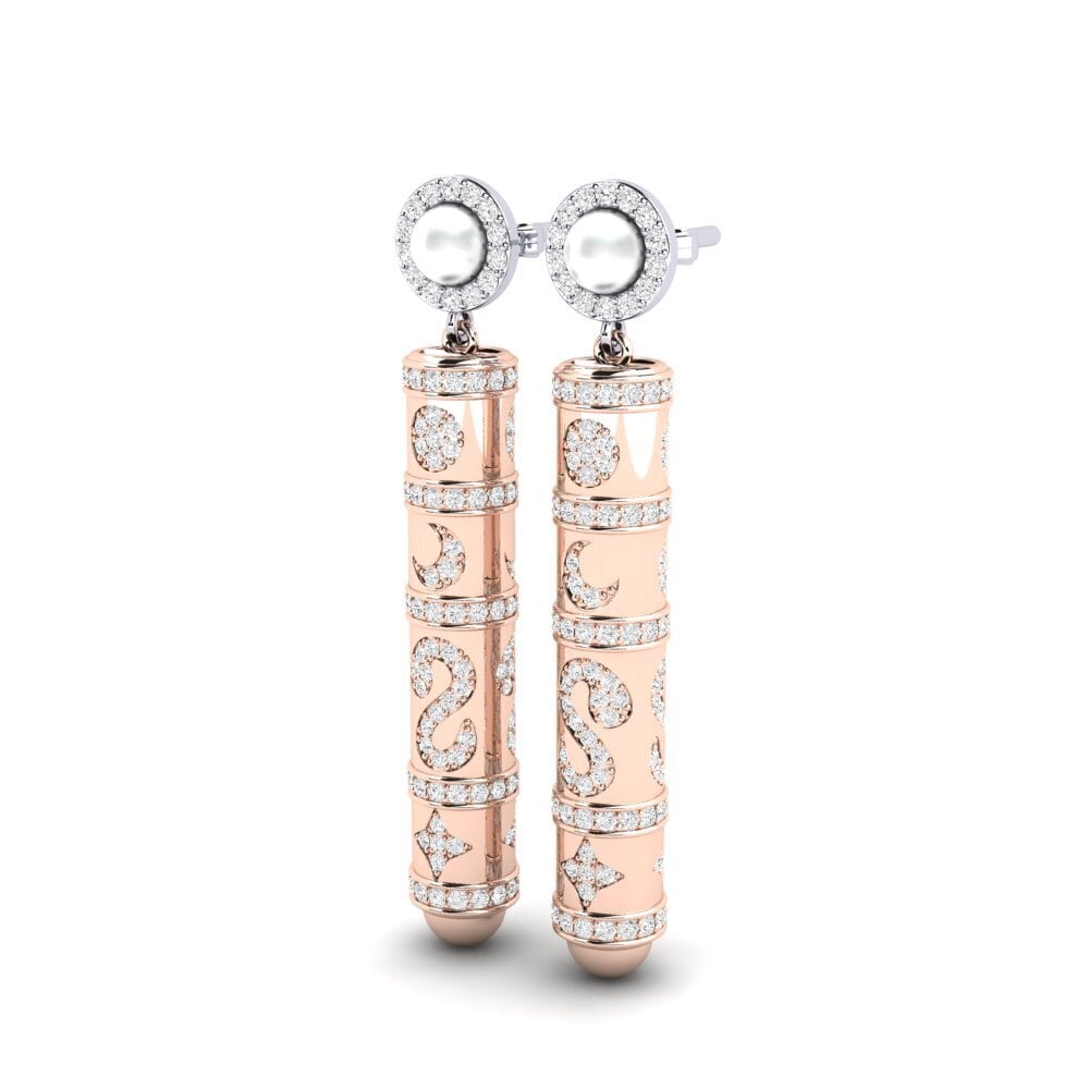 9ct White & Rose Gold White sapphire Women's Earring Brioni