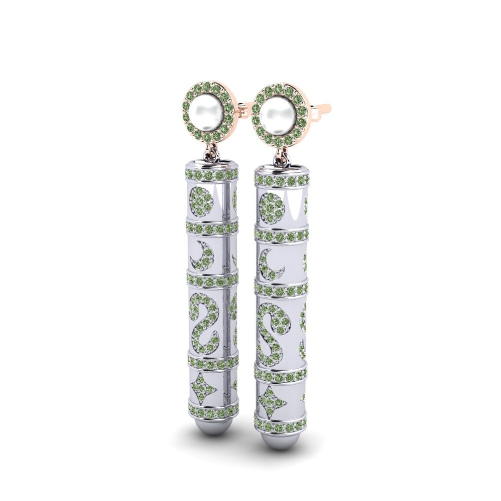 9k Oro Rosa & Blanco Diamante Verde Pendiente de mujer Brioni