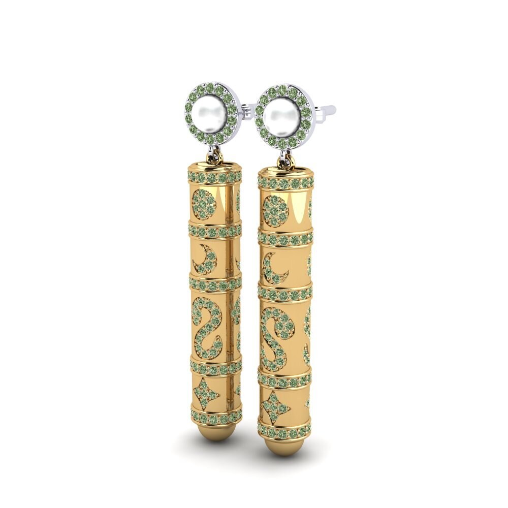 9ct White & Yellow Gold Green Diamond Women's Earring Brioni