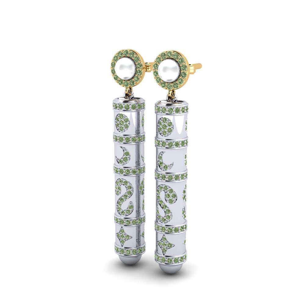 9ct Yellow & White Gold Green Diamond Women's Earring Brioni