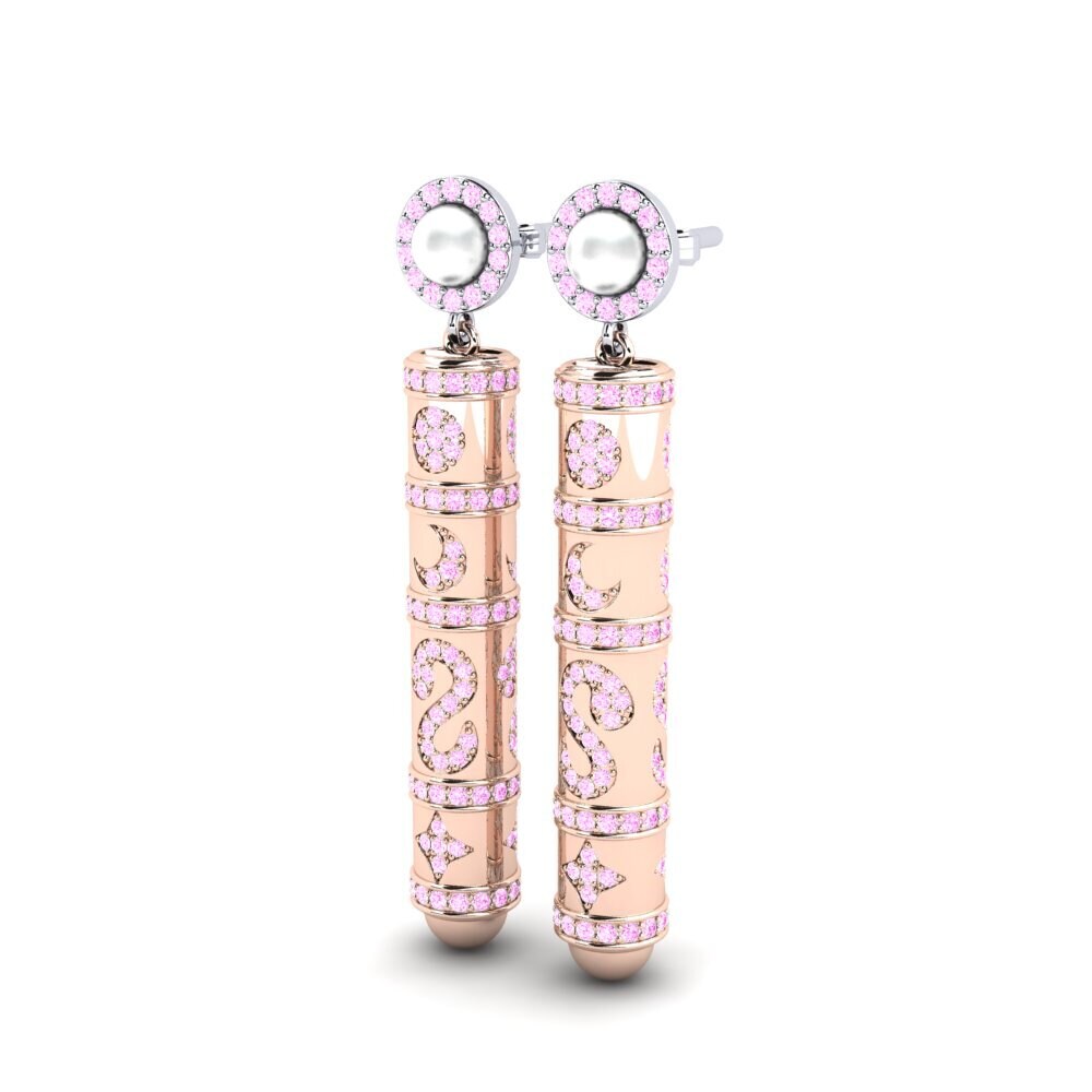 14k Oro Blanco & Rosa Zafiro Rosado Pendiente de mujer Brioni