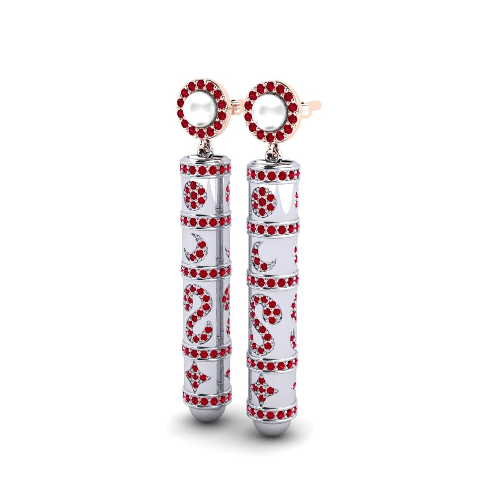9k Oro Rosa & Blanco Circonita Roja Pendiente de mujer Brioni