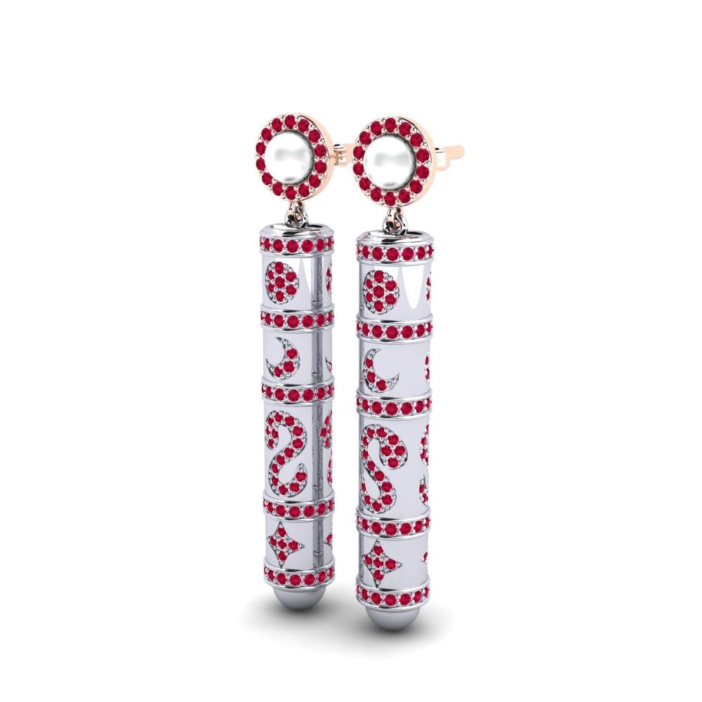 9k Oro Rosa & Blanco Rubí Pendiente de mujer Brioni