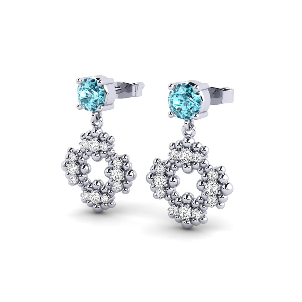 Zircon Bleu Boucle d'oreille femme Calfa