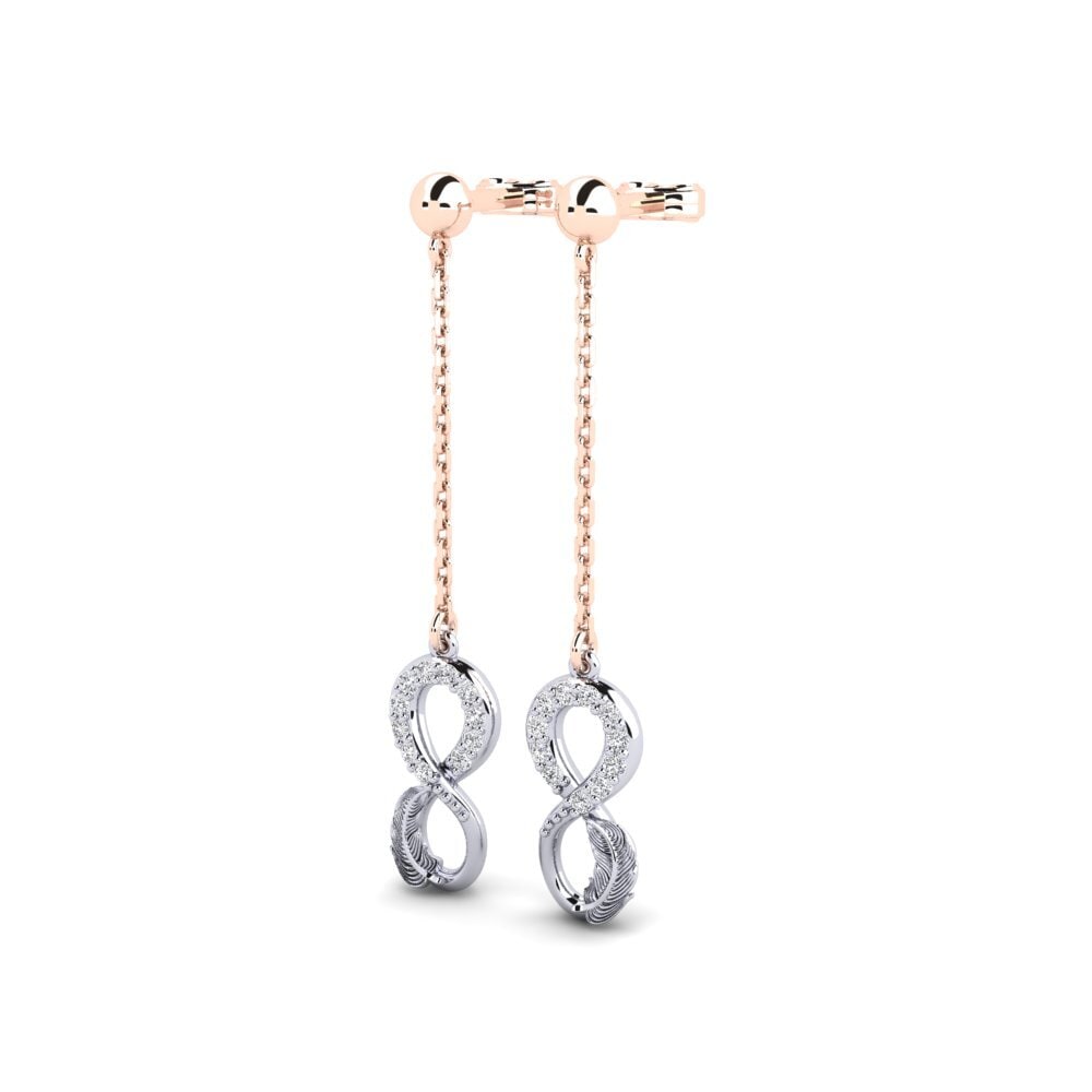 14k Oro Rosa & Blanco Pendiente de mujer Compound