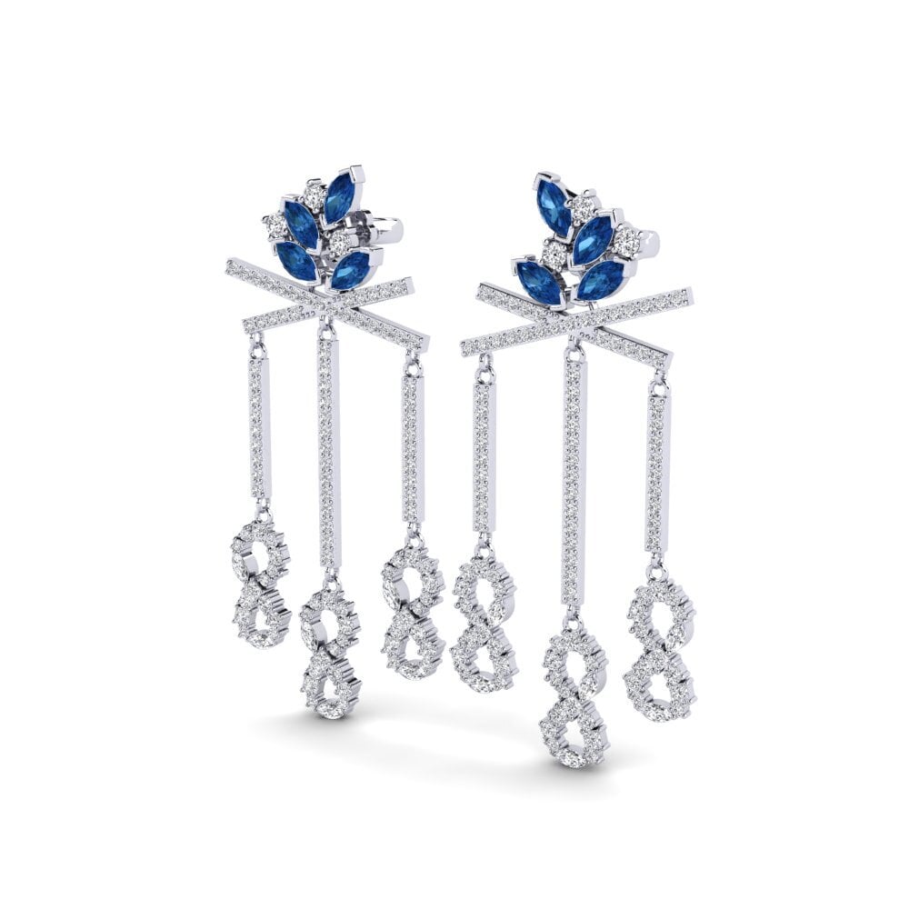 Zircônia azul escuro Brincos Feminino Shinyi