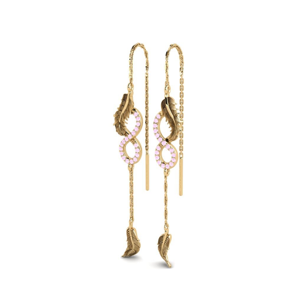18k Oro Amarillo Zafiro Rosado Pendiente de mujer Simplicite B