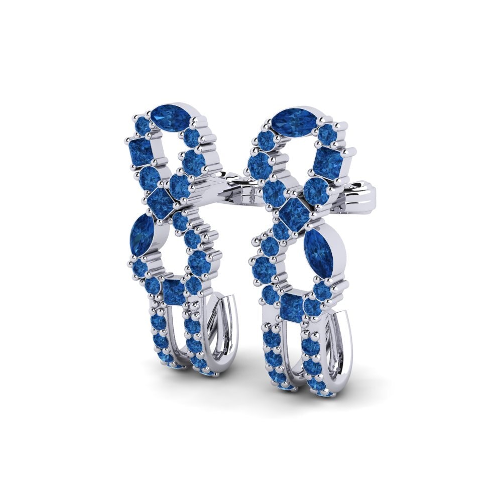 Mixed Dark Blue Zirconia Women's Earring Skalnata