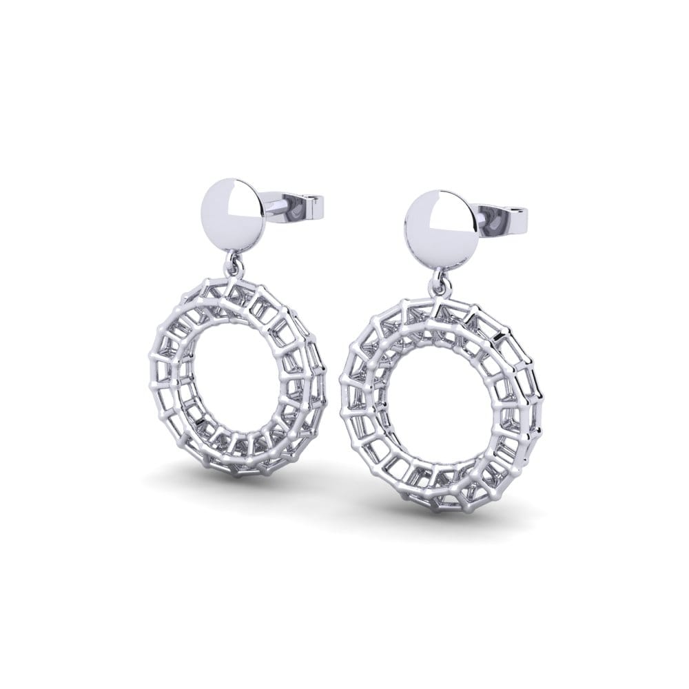 18k Oro Blanco Pendientes Gnisopmi
