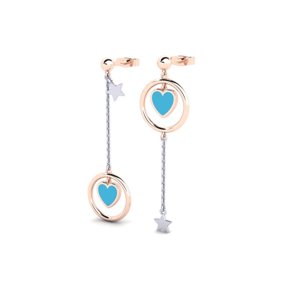 9k Oro Rosa/Blanco Pendientes Kaonte