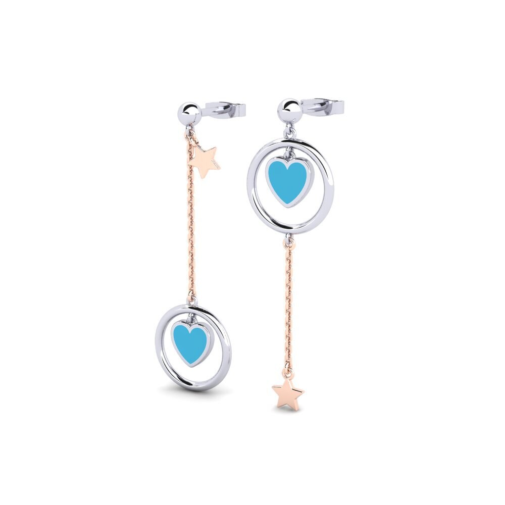 9k Oro Blanco / Rosa Pendientes Kaonte