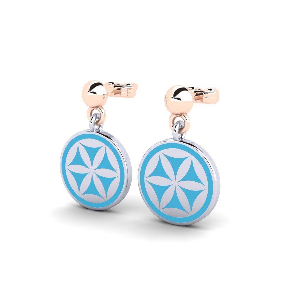 9k Oro Rosa/Blanco Pendientes Lattina