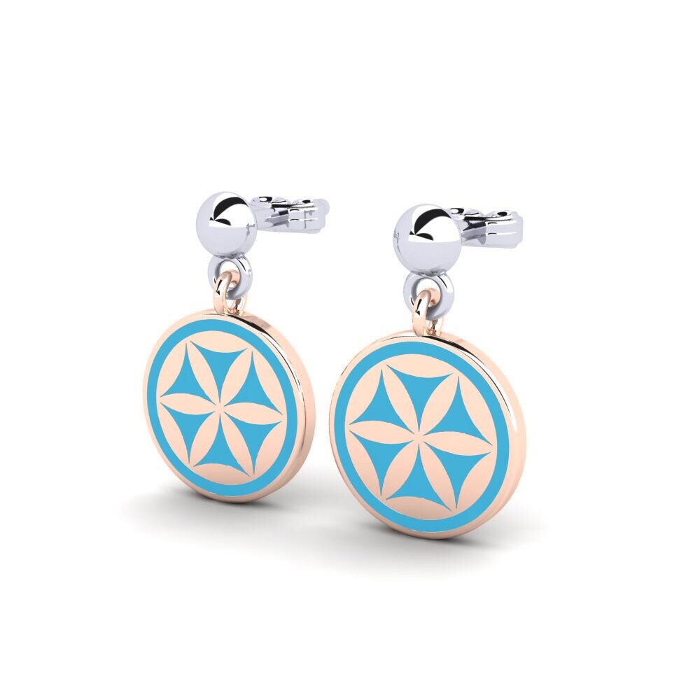 9k Oro Blanco / Rosa Pendientes Lattina