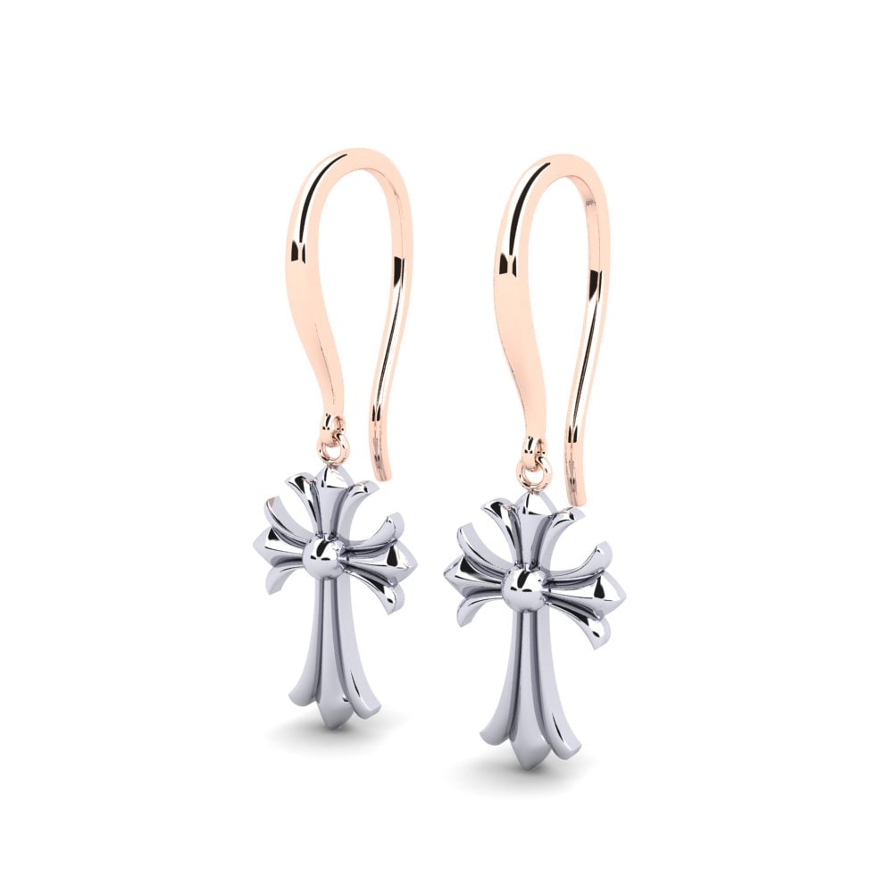 9k Oro Rosa/Blanco Pendientes Mandin