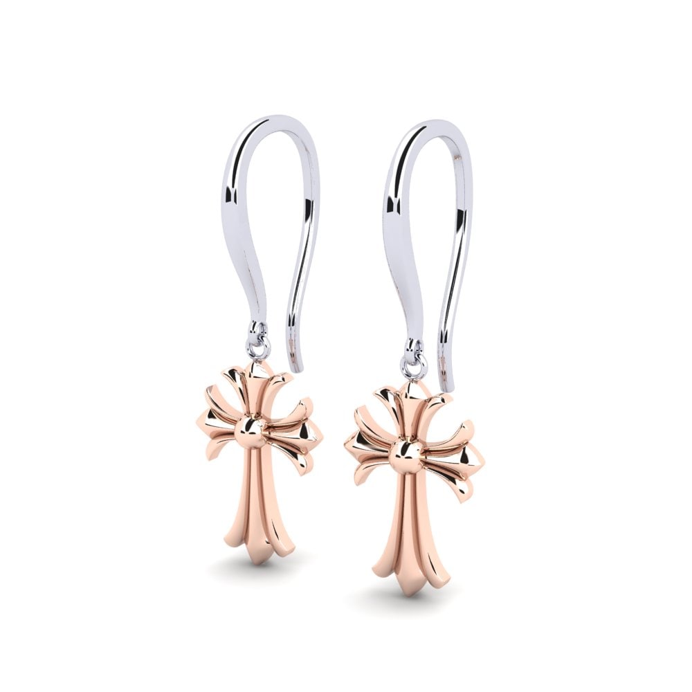 9k Oro Blanco / Rosa Pendientes Mandin