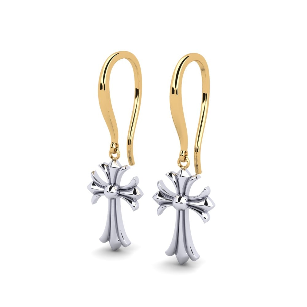 9k Oro Amarillo/Blanco Pendientes Mandin