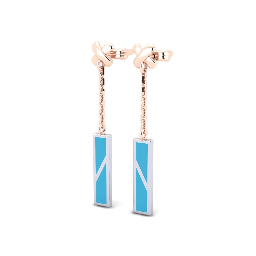 9k Oro Rosa/Blanco Pendientes Moinden