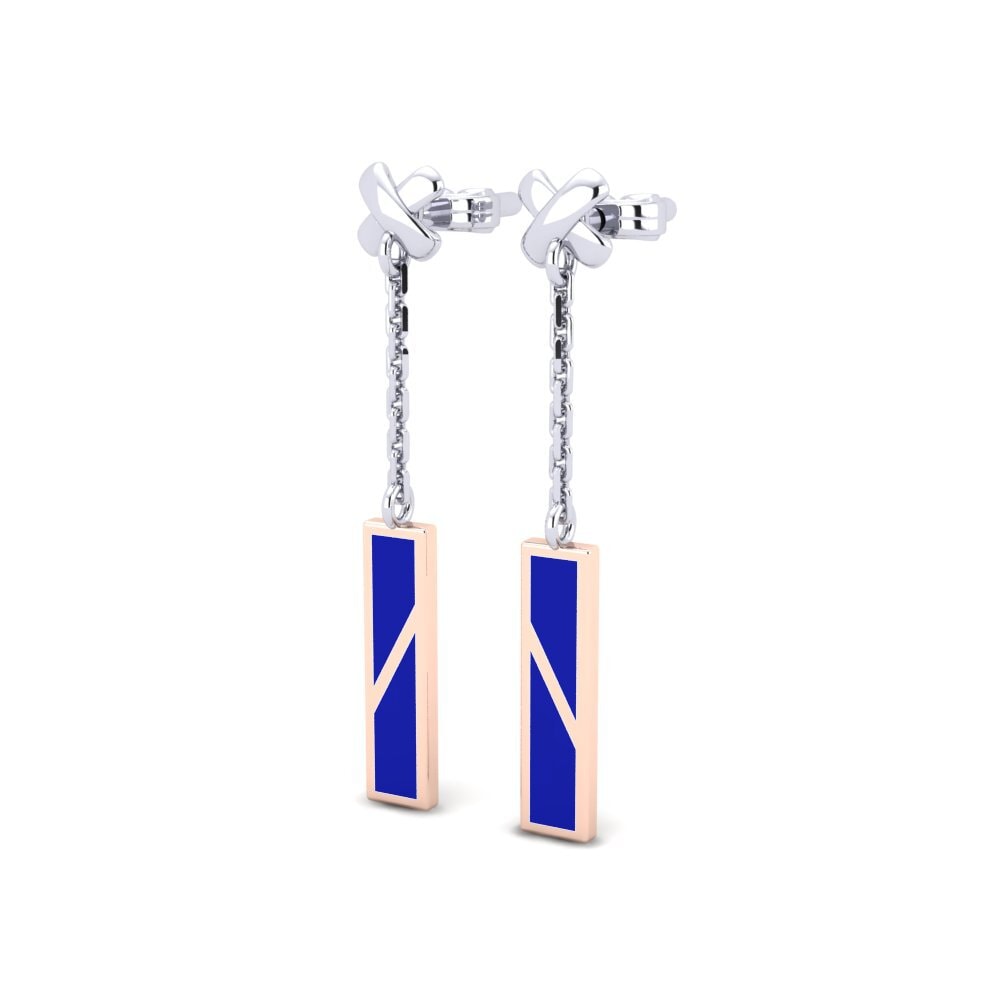 9k Oro Blanco / Rosa Pendientes Moinden