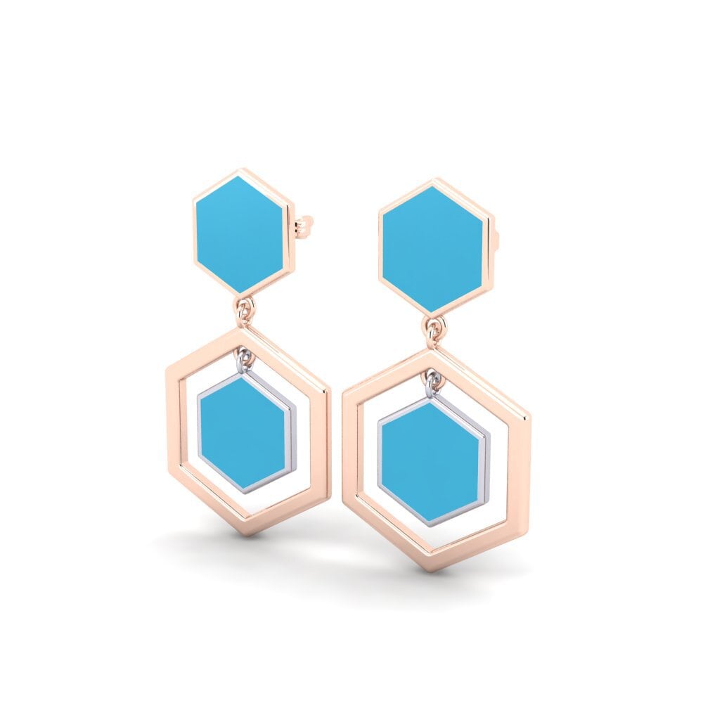 9k Oro Rosa/Blanco Pendientes Munsif