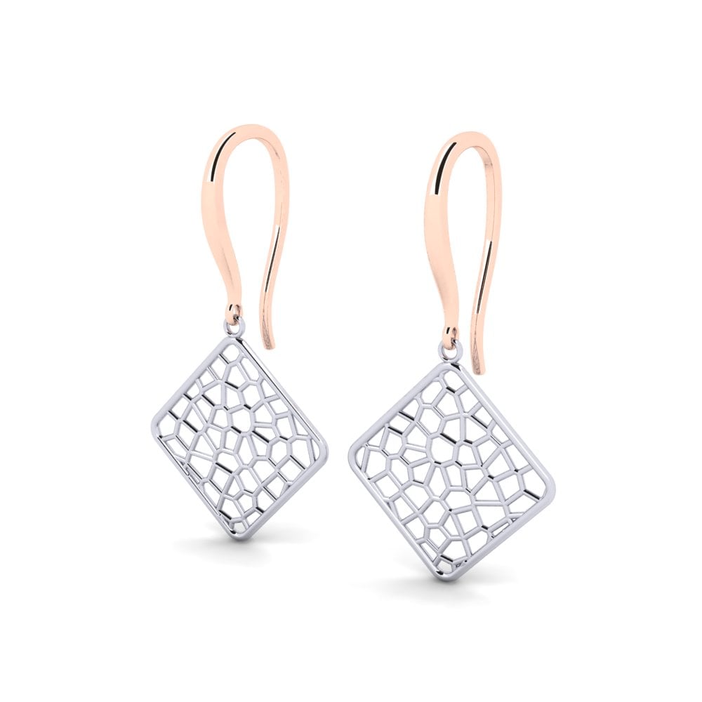 9k Oro Rosa/Blanco Pendientes Neprito