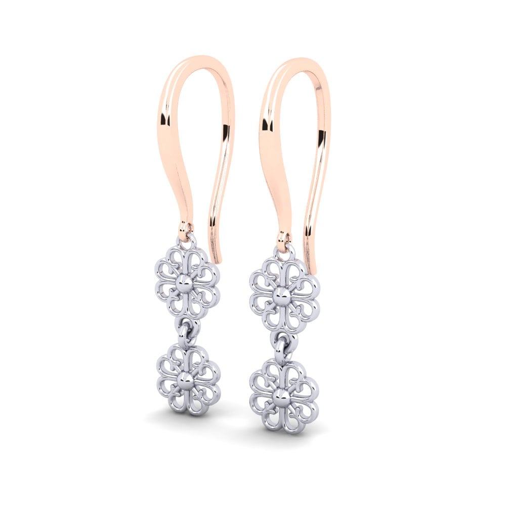 9k Oro Rosa/Blanco Pendientes Novate