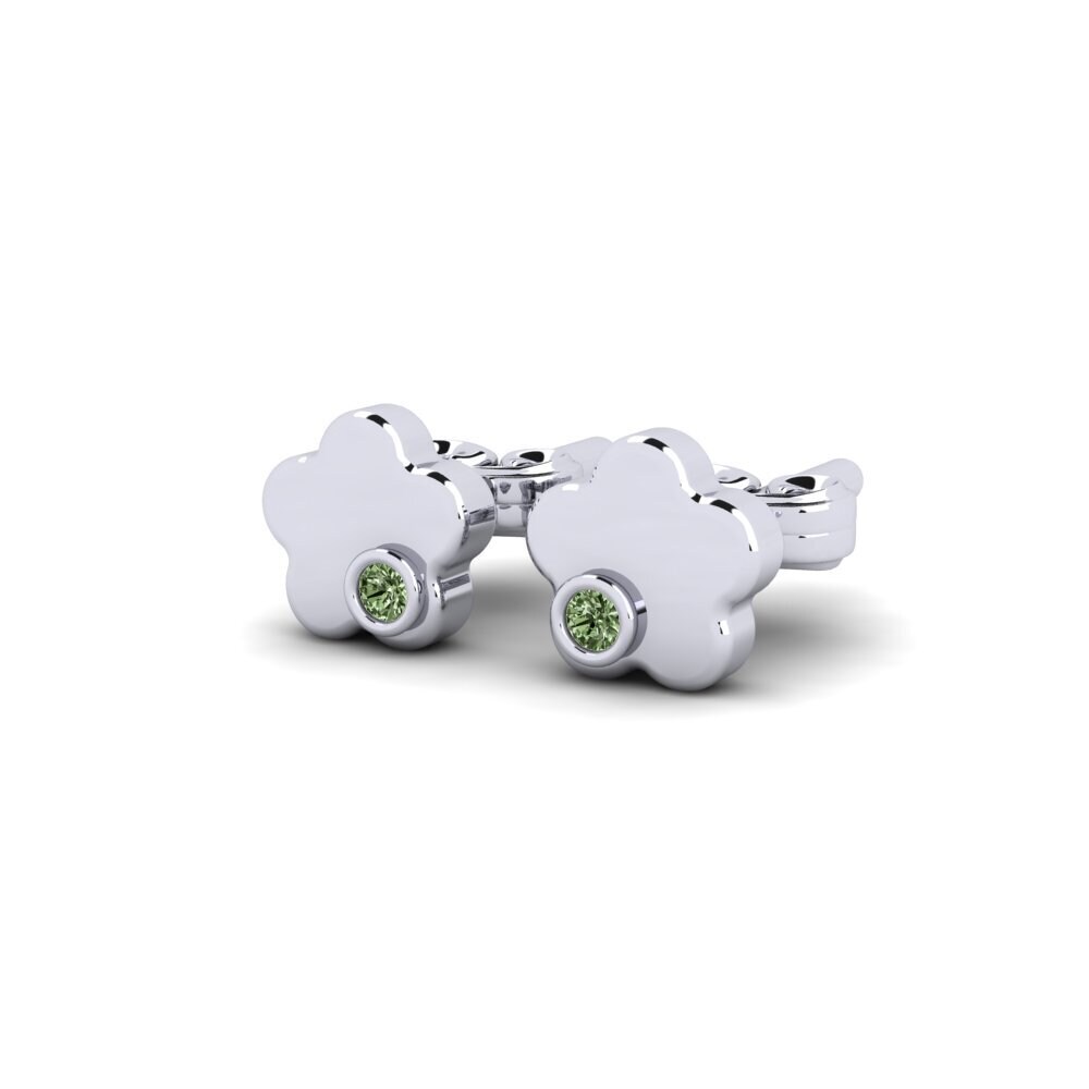 Platina 950 Diamante Verde Brinco Infantil Eagles