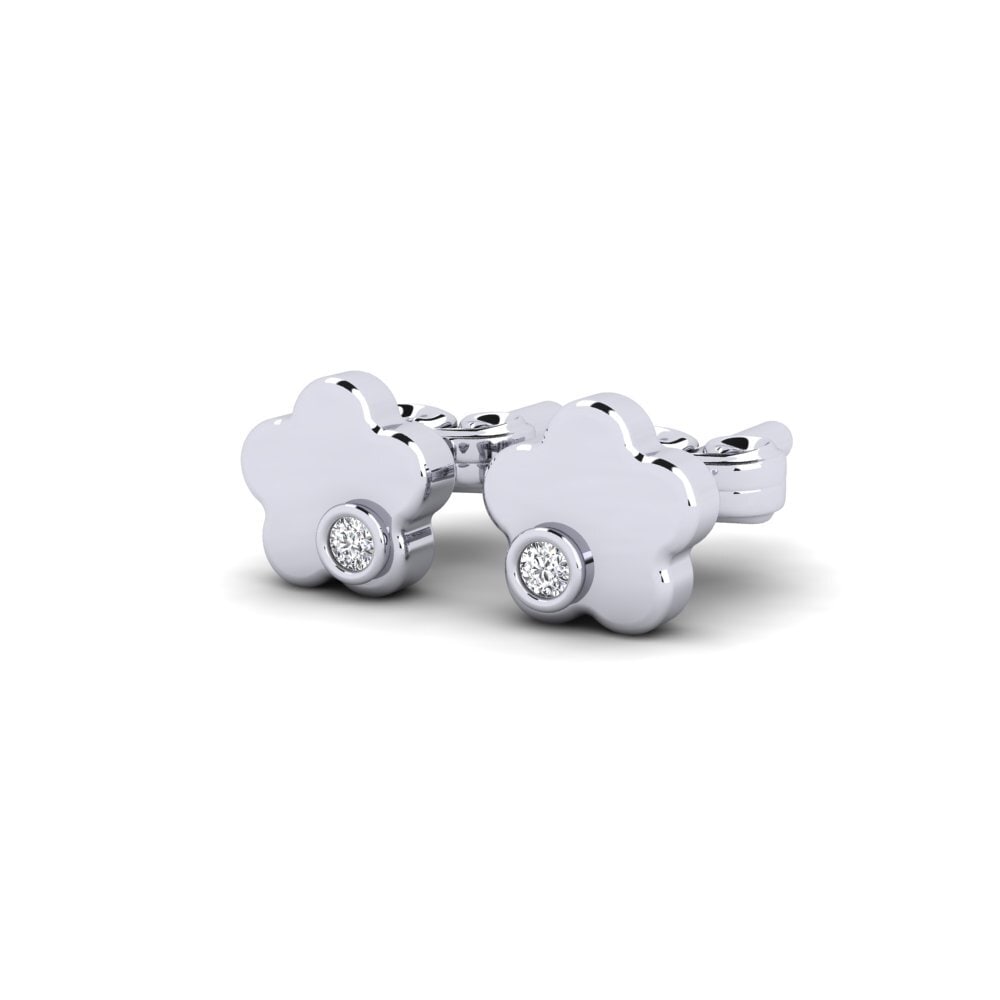 Or Blanc 14k Diamant De Synthèse Boucle d'oreille enfant Eagles