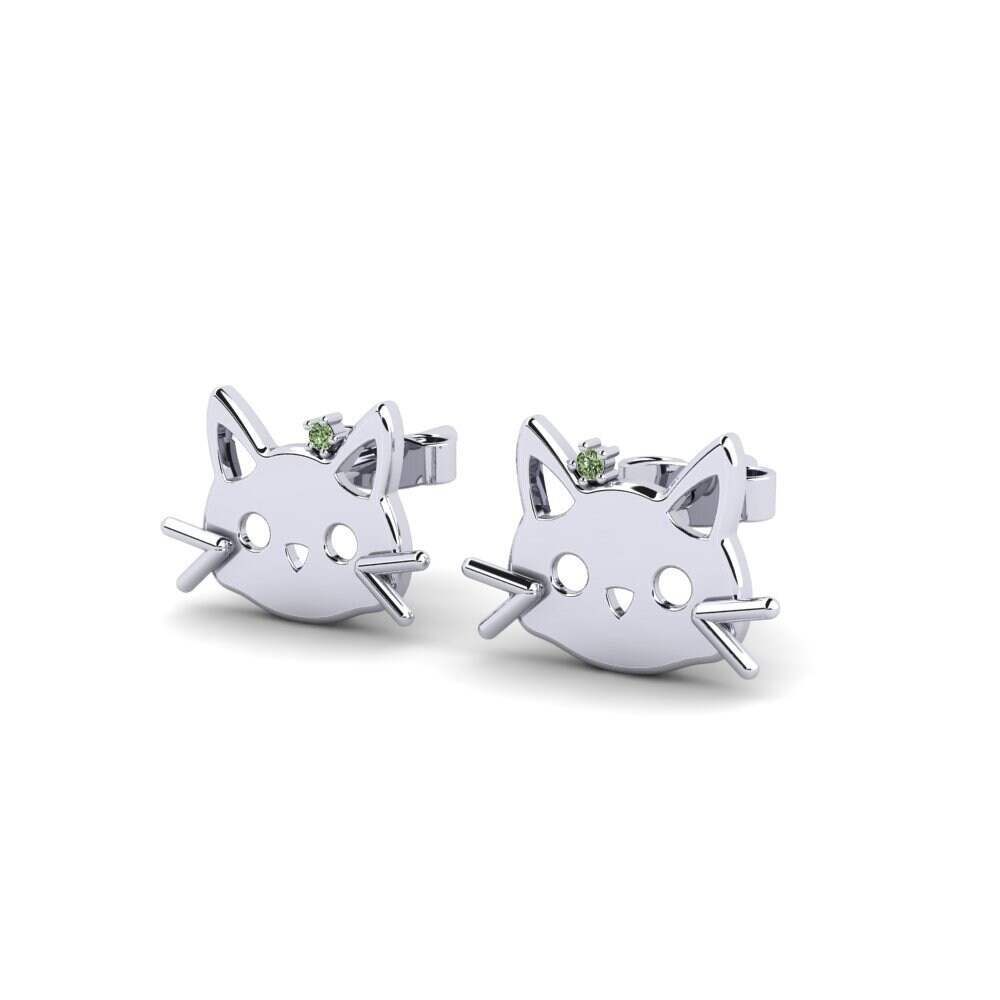 Platina 950 Diamante Verde Brinco Infantil Hexer