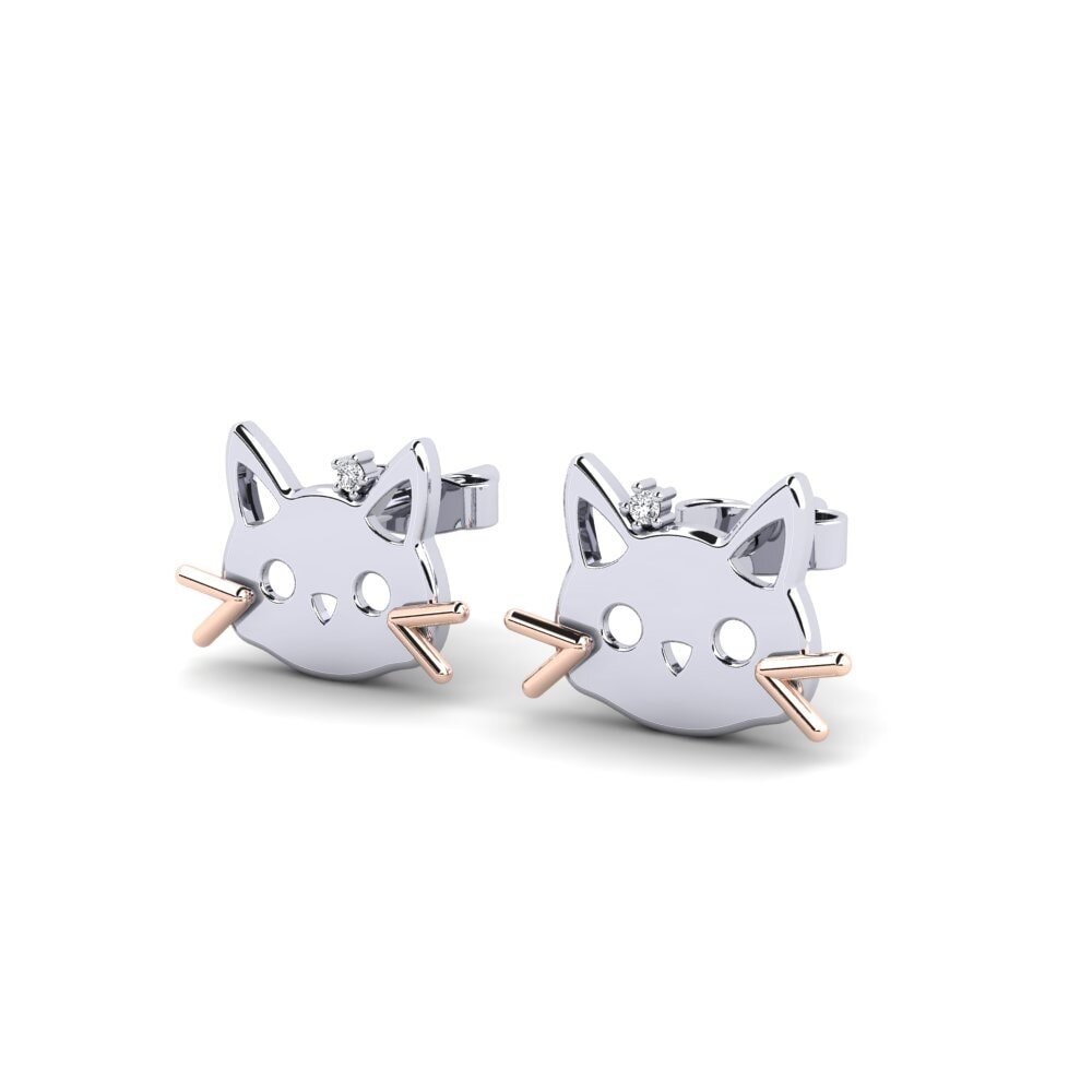 14k White & Rose Gold Lab Grown Diamond Kid's Earring Hexer