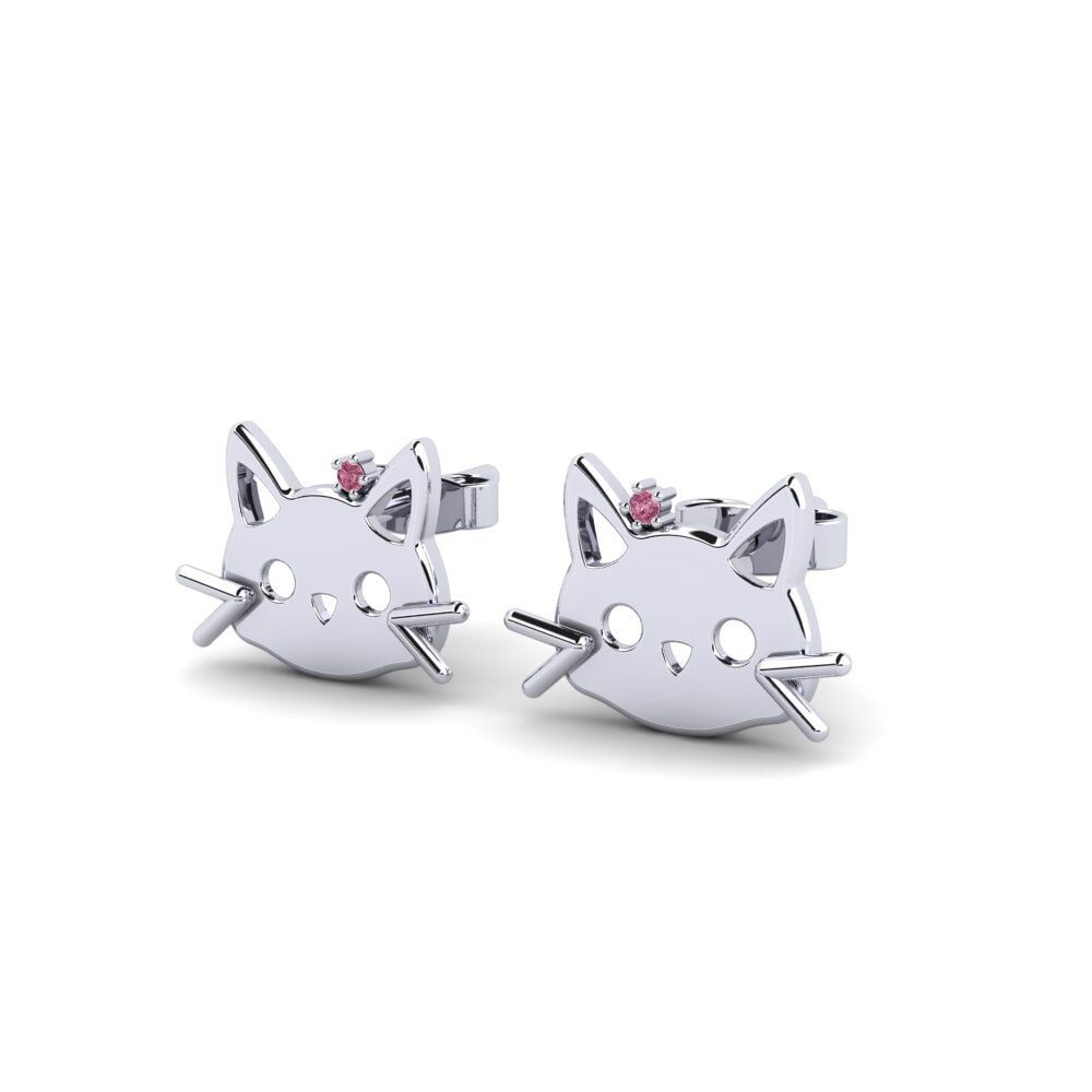 18k White Gold Rhodolite Garnet Kid's Earring Hexer