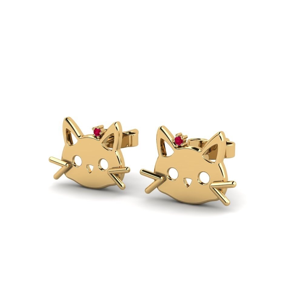14ct Yellow Gold Ruby Kid's Earring Hexer