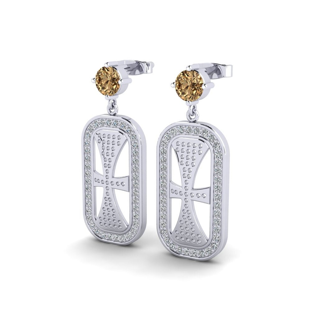 Diamante Marrón Pendiente de mujer Doucely