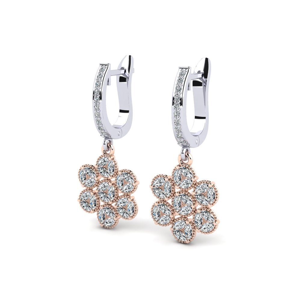 14ct White / Rose Gold Marquise Women's Earring Dyula