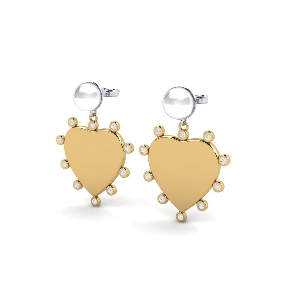 14k Oro Amarillo & Blanco Zafiro blanco Pendiente de mujer Elgina