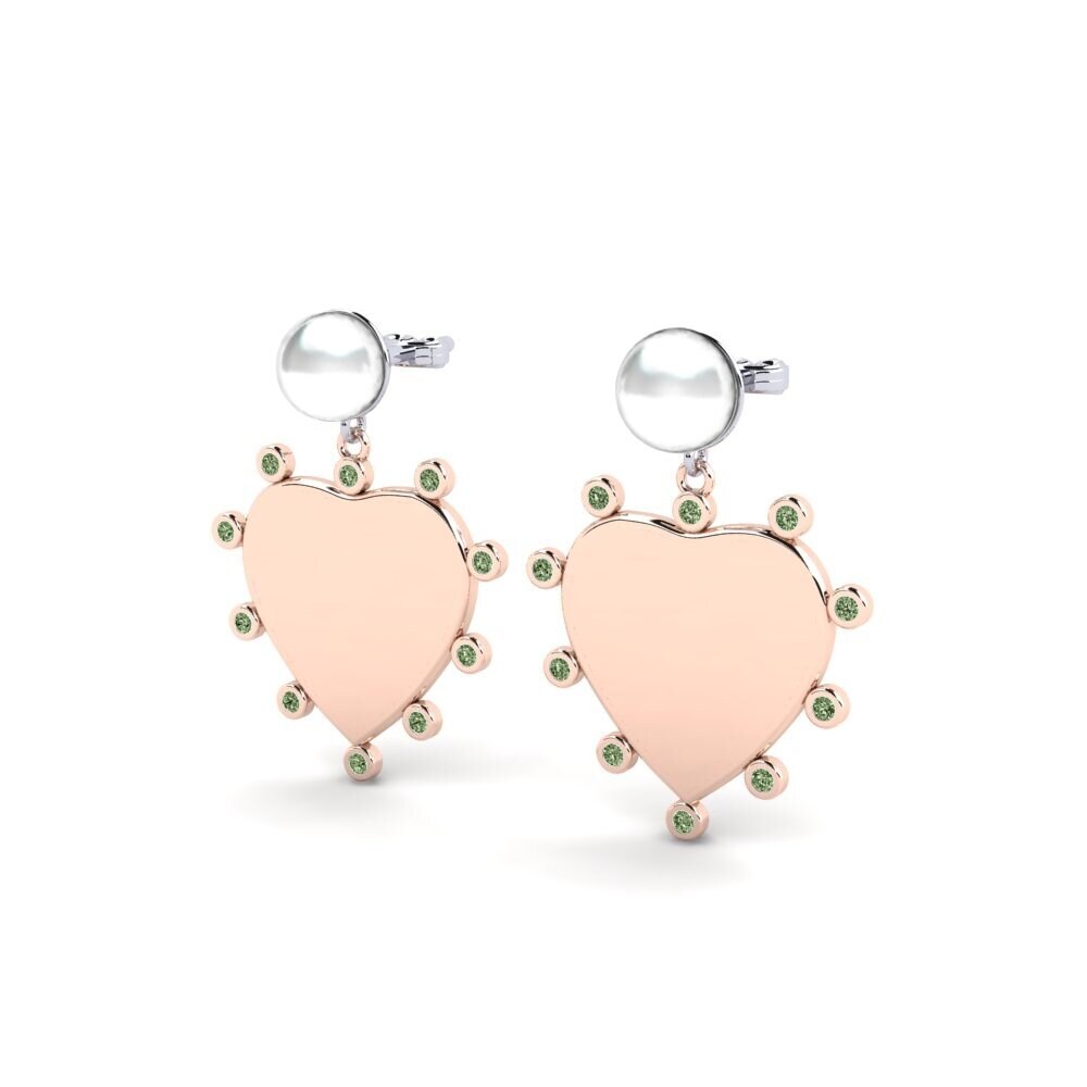 9k Oro Rosa & Blanco Diamante Verde Pendiente de mujer Elgina