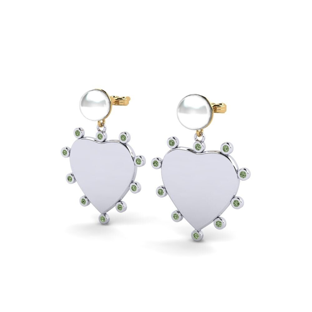 9ct White & Yellow Gold Green Diamond Women's Earring Elgina