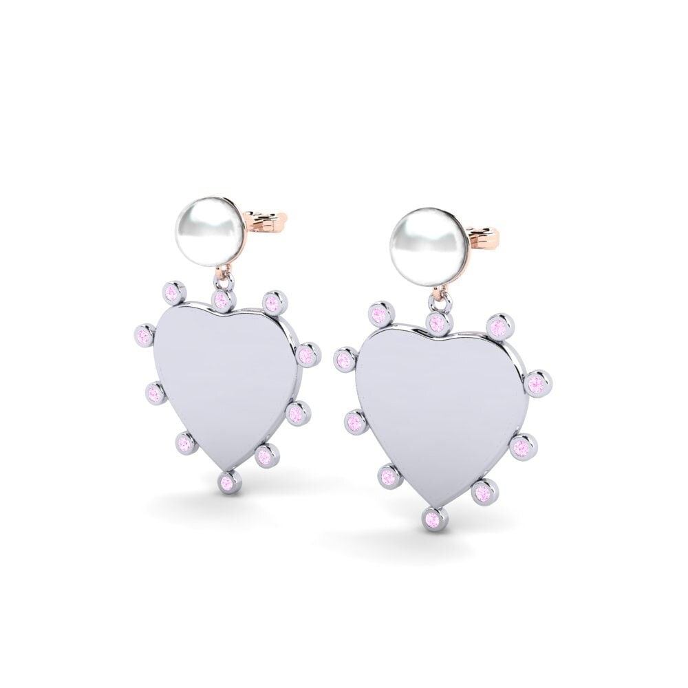 14k Oro Blanco & Rosa Zafiro Rosado Pendiente de mujer Elgina