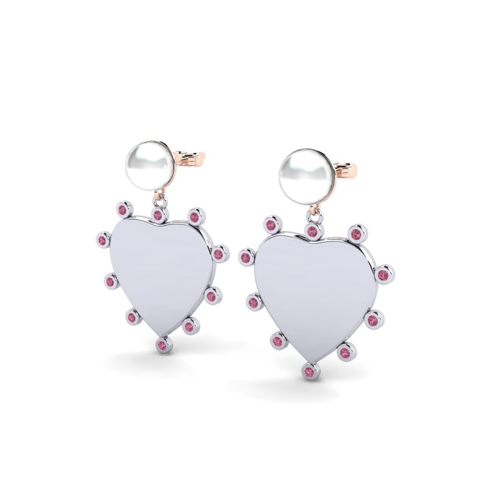 9ct White & Rose Gold Rhodolite Garnet Women's Earring Elgina