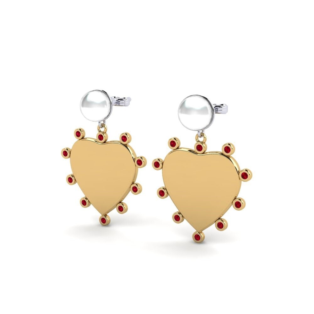 9ct Yellow & White Gold Red Zirconia Women's Earring Elgina