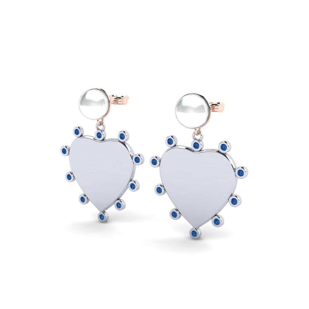 9ct White & Rose Gold Dark Blue Zirconia Women's Earring Elgina