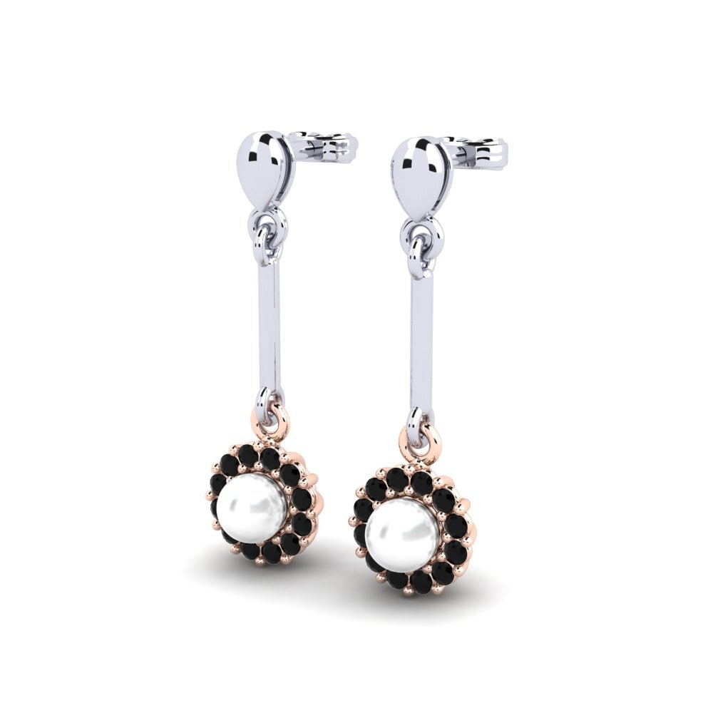14ct White & Rose Gold Black Sapphire Women's Earring Esrog