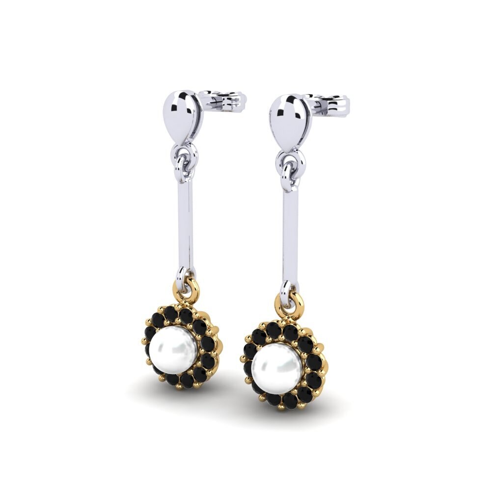 9ct White & Yellow Gold Black Diamond Women's Earring Esrog