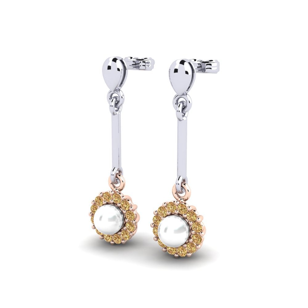 9ct White & Rose Gold Brown Diamond Women's Earring Esrog