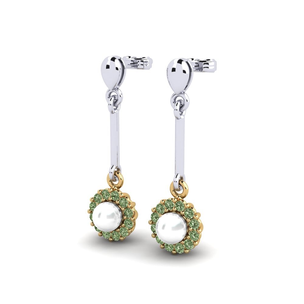 9ct White & Yellow Gold Green Diamond Women's Earring Esrog