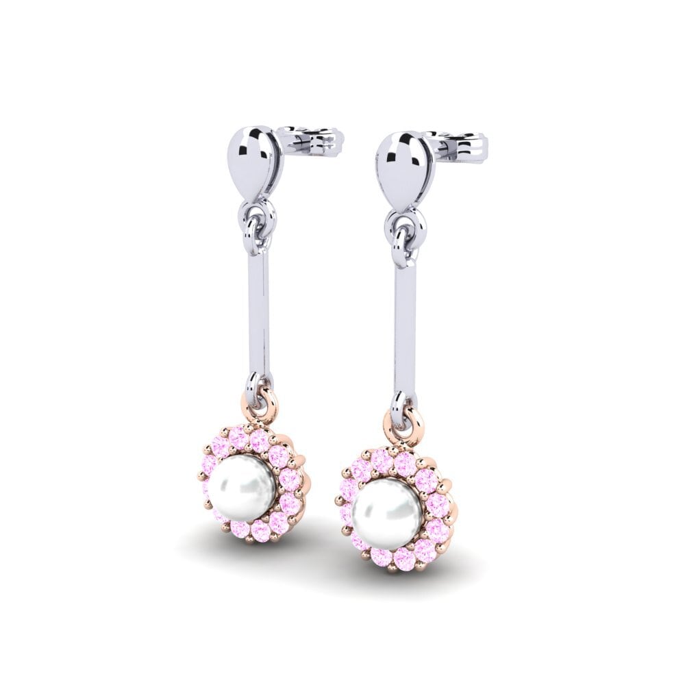 14k Oro Blanco & Rosa Zafiro Rosado Pendiente de mujer Esrog