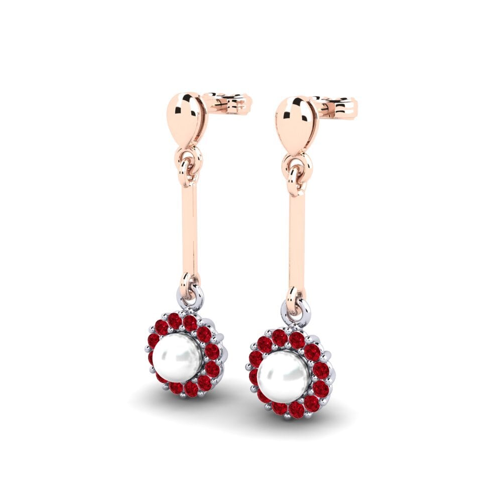 9k Oro Rosa & Blanco Circonita Roja Pendiente de mujer Esrog