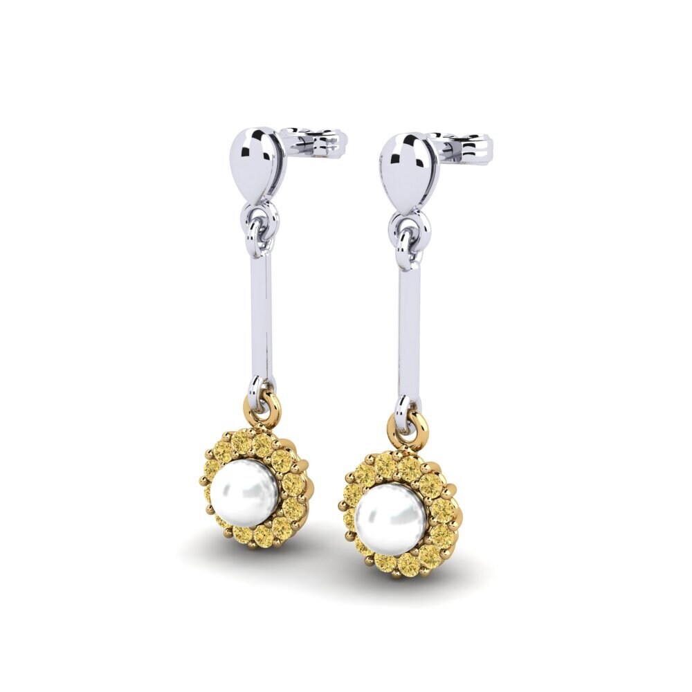 18ct White & Yellow Gold Yellow Diamond Women's Earring Esrog