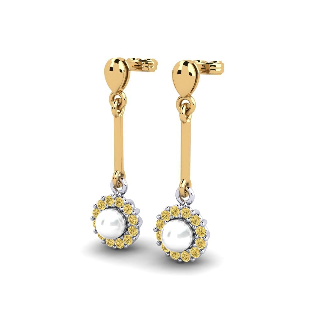18ct Yellow & White Gold Yellow Diamond Women's Earring Esrog